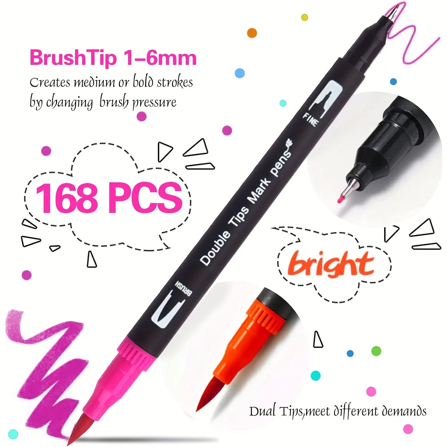 72 Colors Dual Tip Brush Marker Pens Watercolour FineLiner Manga Art Accessories Art Supplies Drawing Stationery